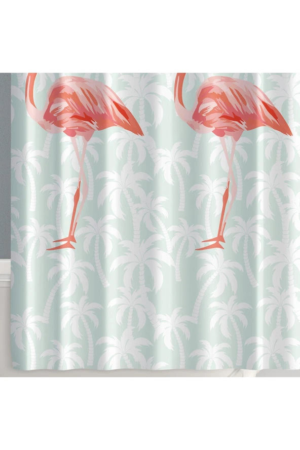 Prado Flamingos Banyo Perdesi, Duş Perdesi 180X200Cm Bpflamıngos-180X200