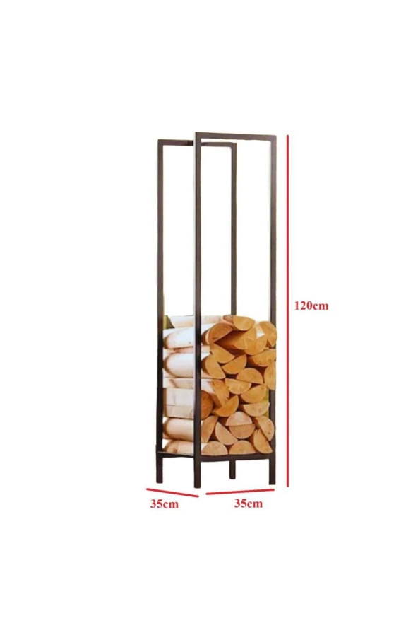 Lignum Dekoratif Metal Odunluk Şömine Odun Sehpası 120CM