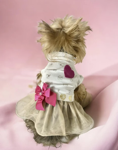 Creamy Fuchia Tütülü Köpek Elbisesi,  Kıyafeti Tutu - 4