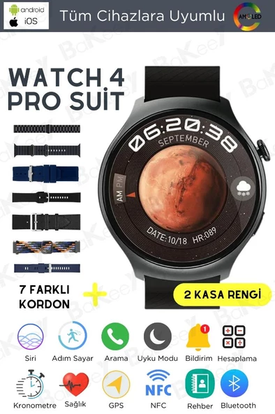 Bakeey Watch 4 Pro Suit 7 Kordonlu Akıllı Saat Tüm cihazlara Uyumlu Sesli Görüşme Nfc Akıllı Saat - 9