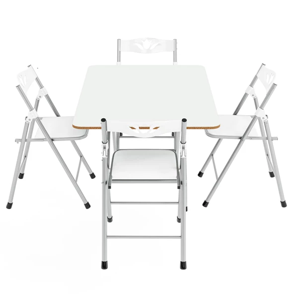 Eportatif 60x90 Beyaz Katlanır Masa ve 4 Adet Sandalye Seti 1129 - Resim 5