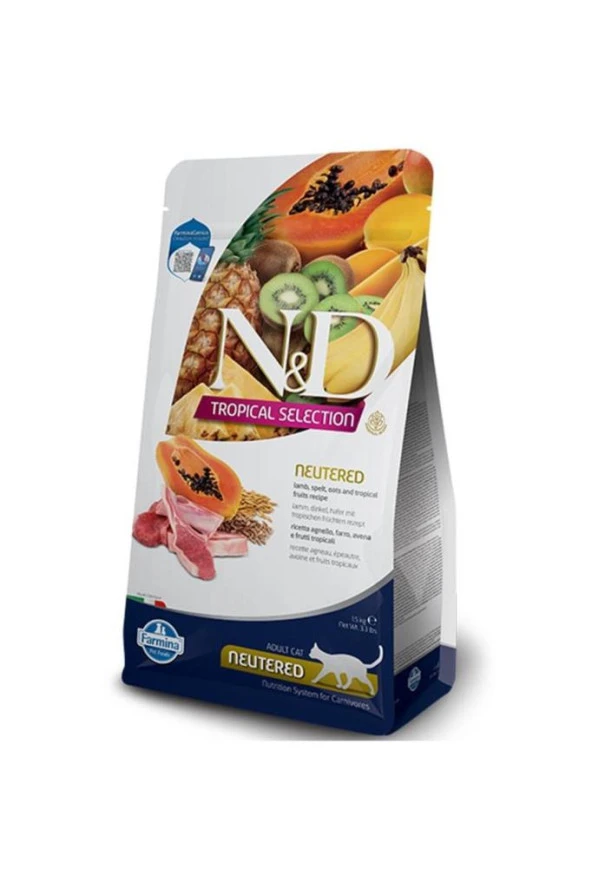 N&D N&D ND Tropical Selection Kuzu Etli Tropikal Meyveli Kısırlaştırılmış Kedi Maması 1.5kg