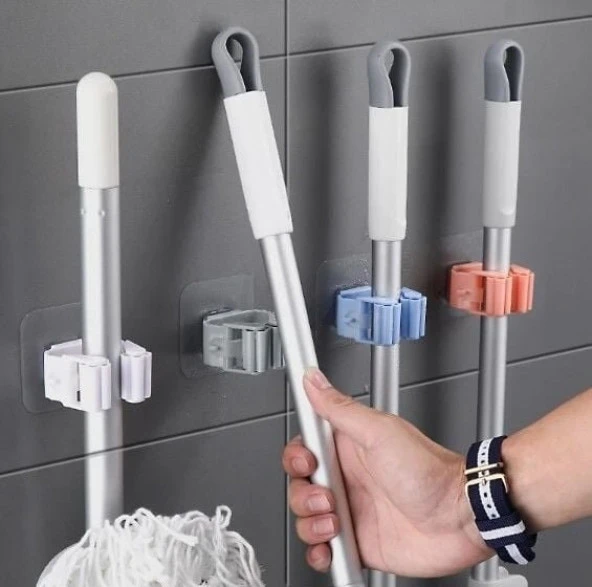 4 Adet Arka Gold Renk Paspas Süpürge Fırça Ve Mop Askısı Sap Tutucu Mop Tutucu