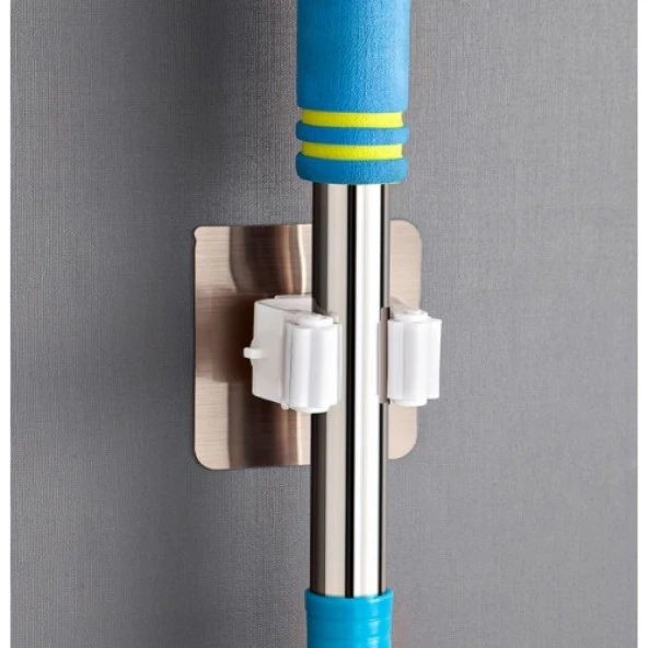 4 Adet Arka Gold Renk Paspas Süpürge Fırça Ve Mop Askısı Sap Tutucu Mop Tutucu - 3