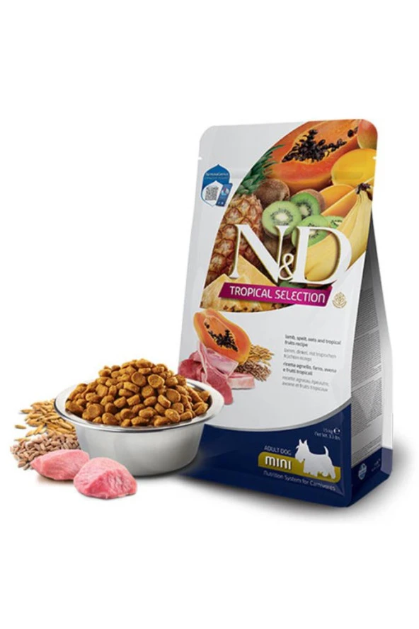 N&D N&D Tropical Selection Kuzu Etli ve Tropikal Meyveli Mini Irk Yetişkin Köpek Maması 5 Kg