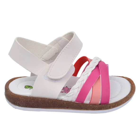 Kiko Kids Günlük Kız Çocuk Bebe Sandalet Şb 2311-20 Fuşya-Somon-Beyaz