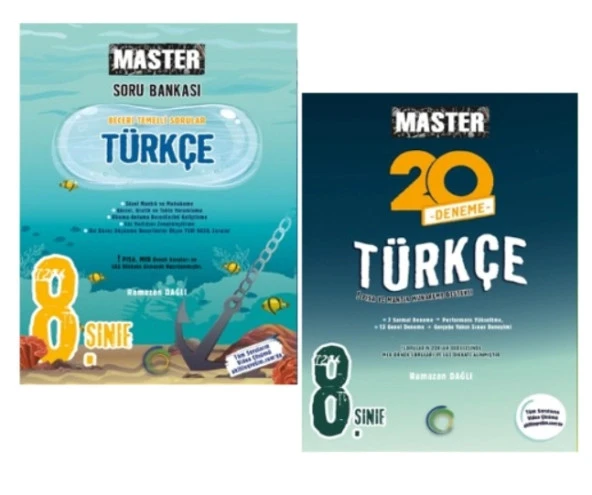 OKYANUS YAYINCILIK 8. Sınıf Master Türkçe Soru Bankası + Master 20 Türkçe Denemesi (2 Kitap)