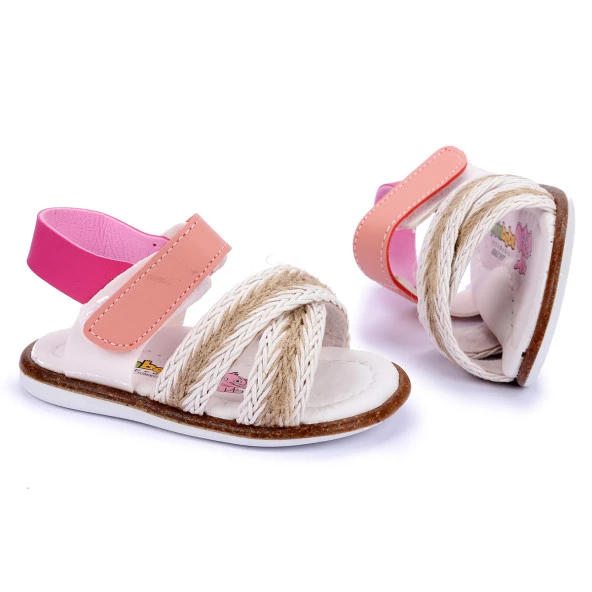 Kiko Kids Kız Çocuk İlk Adım Sandalet Şb 2150-54 Beyaz - Fuşya