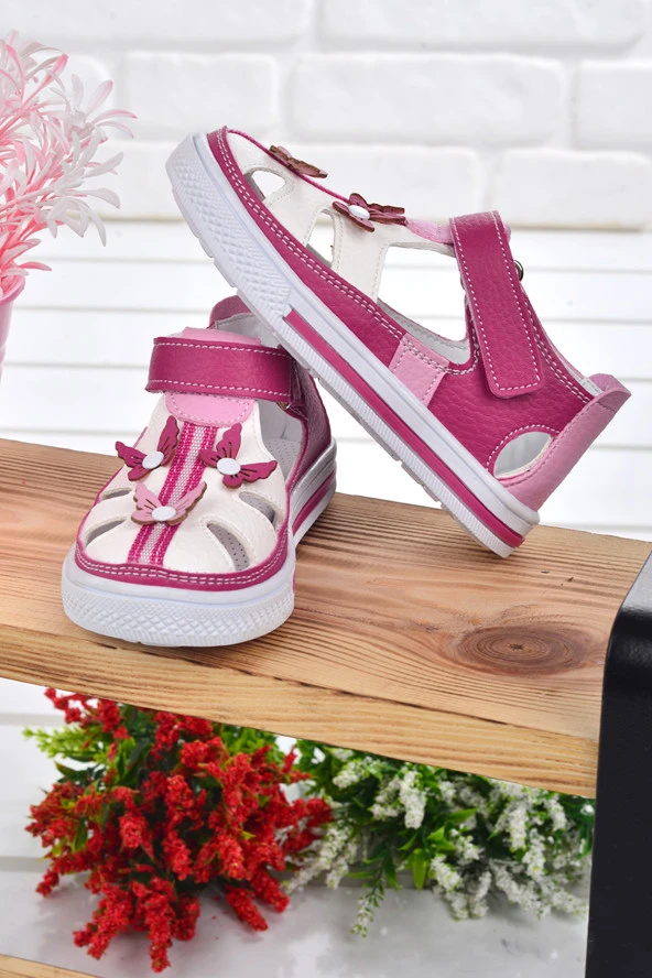 Kiko Kids Günlük Kız Çocuk Bebe Ayakkabı Şb 2217-22 Fuşya - Beyaz
