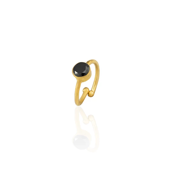 Kadir Jewellery 22 Ayar Altın Kaplama Zirkon Taşlı Ayarlanabilir Kadın Minimal Yüzük - 11