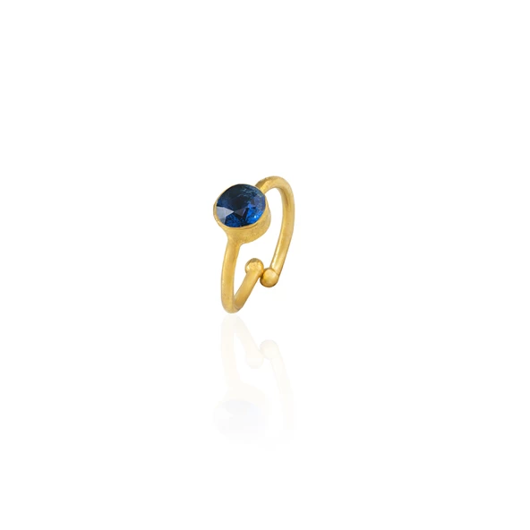 Kadir Jewellery 22 Ayar Altın Kaplama Zirkon Taşlı Ayarlanabilir Kadın Minimal Yüzük - 7