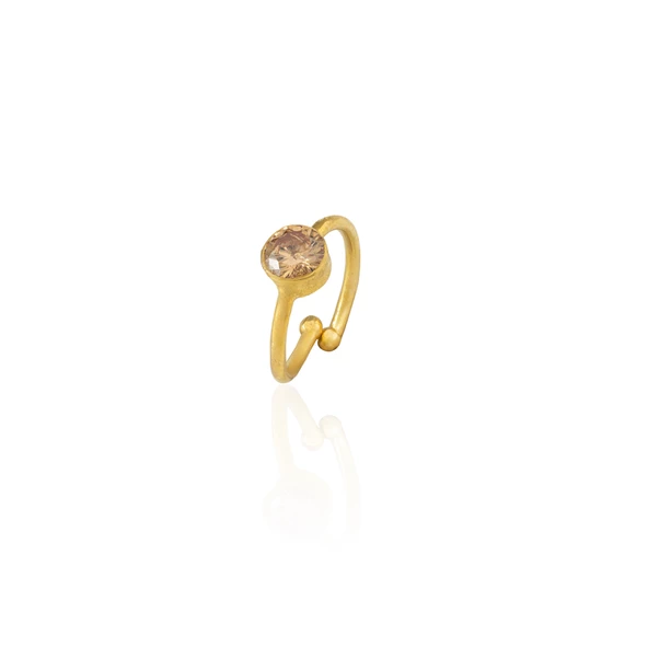 Kadir Jewellery 22 Ayar Altın Kaplama Zirkon Taşlı Ayarlanabilir Kadın Minimal Yüzük - 5