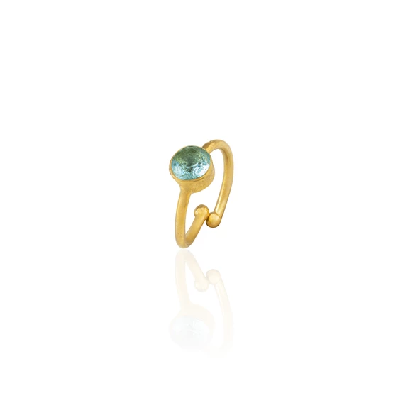 Kadir Jewellery 22 Ayar Altın Kaplama Zirkon Taşlı Ayarlanabilir Kadın Minimal Yüzük - 12