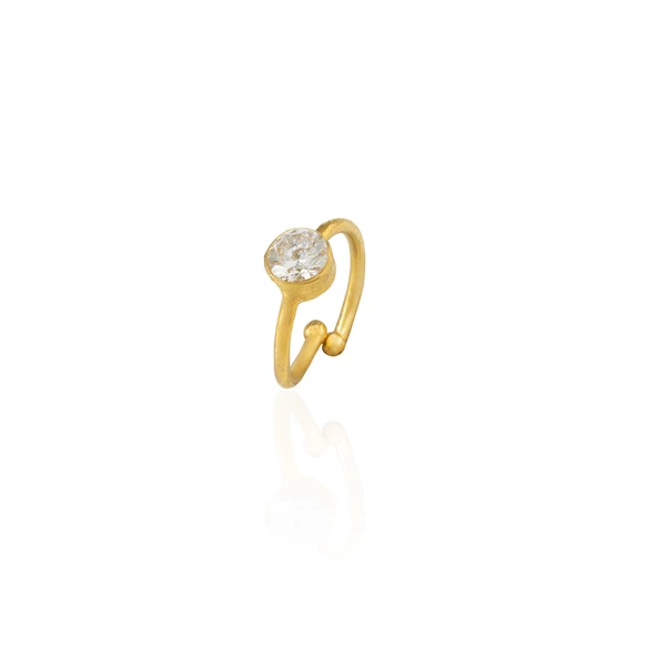 Kadir Jewellery 22 Ayar Altın Kaplama Zirkon Taşlı Ayarlanabilir Kadın Minimal Yüzük - 9