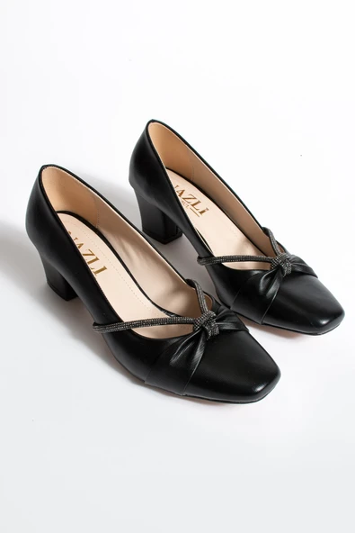 Albishoes Kadın Alçak Ökçe 5,5 cm Günlük Taş Detaylı Abiye Kadın Topuklu Ayakkabı (36-44) - 5