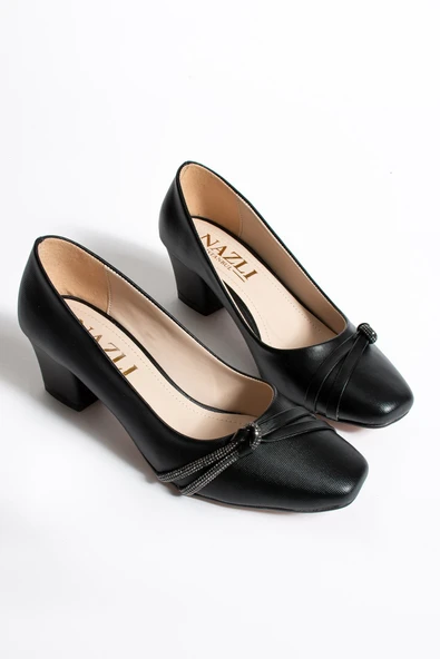 Albishoes Kadın Alçak Ökçe Topuklu 5,5 cm Stiletto Taşlı Abiye Günlük Kadın Topuklu Ayakkabı (36-44) - 5
