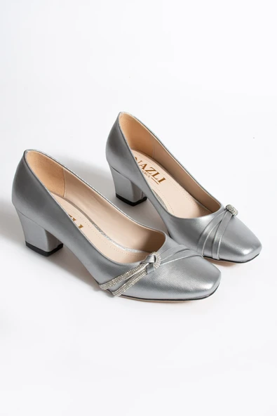 Albishoes Kadın Alçak Ökçe Topuklu 5,5 cm Stiletto Taşlı Abiye Günlük Kadın Topuklu Ayakkabı (36-44) - 5