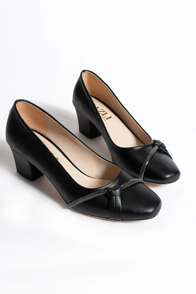 Albishoes Kadın Alçak Ökçe Topuklu 5,5 cm Stiletto Taşlı Abiye Kadın Topuklu Ayakkabı (36-44) - 5