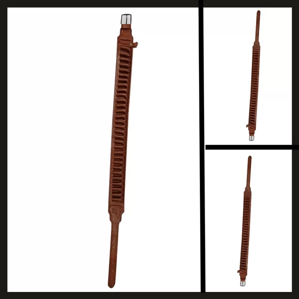 Uyguna-Yakala Kahve Hakiki Deri Çift Tarafı Açık Fişeklik-KLK.011 - 2