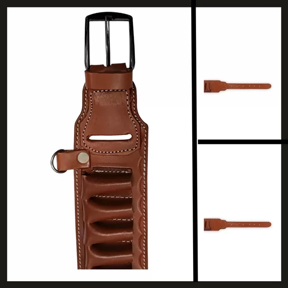 Uyguna-Yakala Kahve Hakiki Deri Çift Tarafı Açık Fişeklik-KLK.011