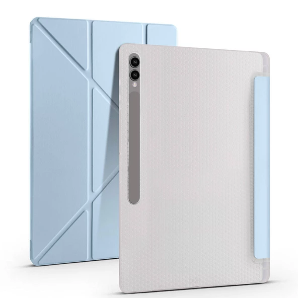 Galaxy Tab S9 Ultra Kılıf Zore Tri Folding Kalem Bölmeli Standlı Kılıf - 5
