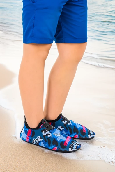 Kiko Kids Surfer Havuz Plaj Erkek Çocuk Deniz Ayakkabısı 7561 Siyah