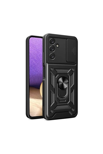 Gpack Samsung Galaxy A24 Kılıf Sert Silikon Tank Aramid Sürgülü Vega Yüzüklü