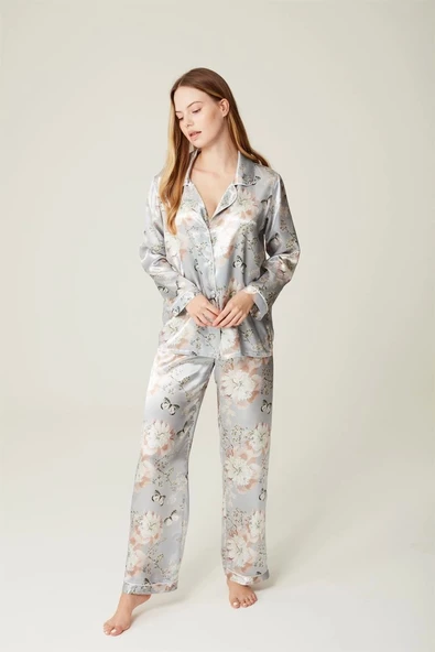 Pijama Takım Gecelik Gömlek Butterfly Elienor 2'li Set - 3