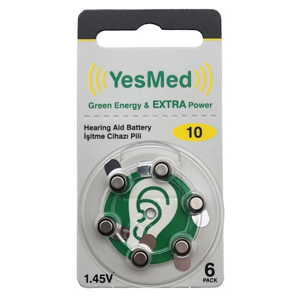 YesMed Extra Power 10 Numara İşitme Cihazı Pili (1 Paket - 6 Adet Pil)