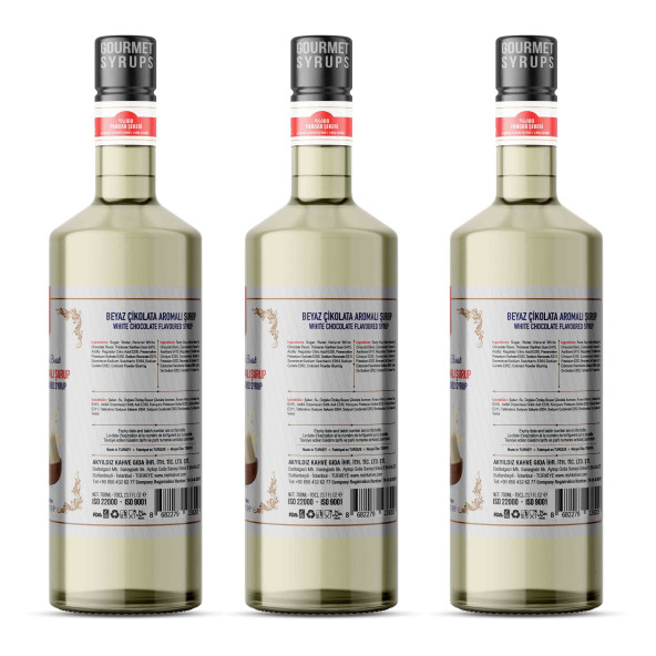Nish Beyaz Çikolata Aromalı Şurup 3 x 700 ml - 2