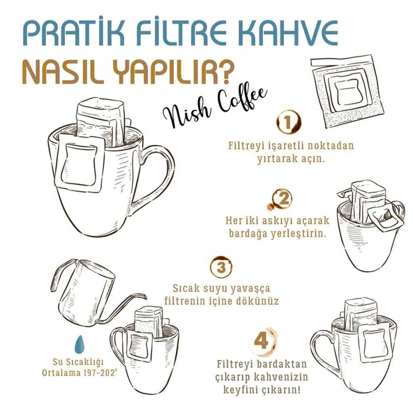Nish Pratik Filtre Kahve  2xKolombiya - 2xGuatemala - 2xKenya 6li - Resim 2