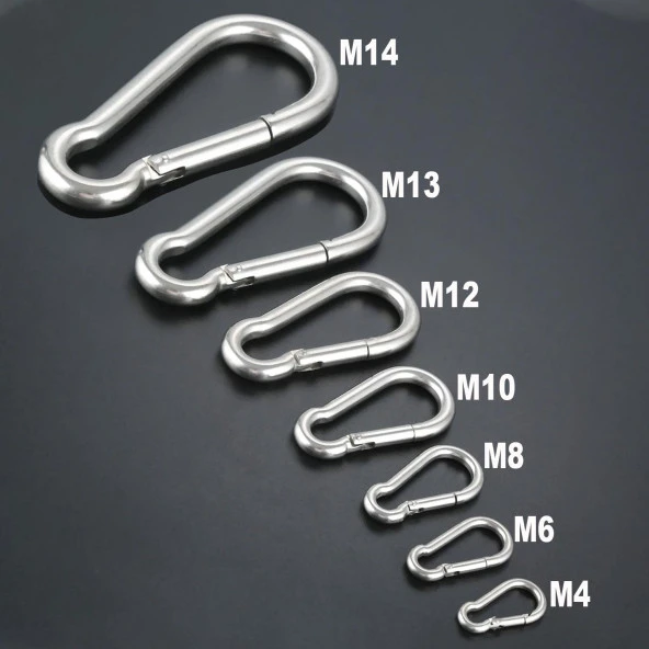 Karabina Yaylı Kanca Paslanmaz Çelik Kilit Tırmanma Dağcılık Kamp Ekipmanları Salıncak Hamak Anahtar Askı Kilidi (6 mm) - 3