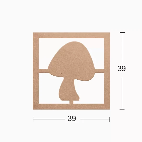 Hobi-Art DS 27 Boyanabilir  Mantar Desenli Ahşap Duvar Süsü ürün görseli