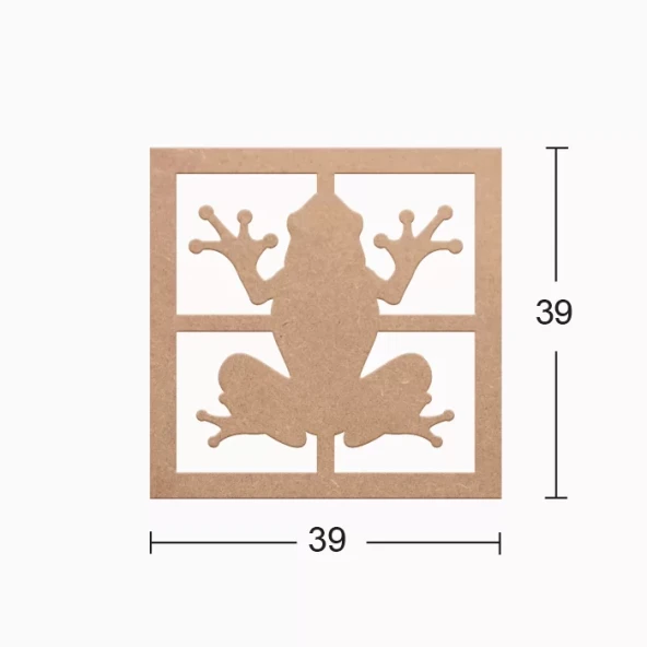 Hobi-Art DS 26 Boyanabilir  Kurbağ Desenli Ahşap Duvar Süsü