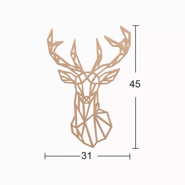 Hobi-Art DS 59 Boyanabilir Ahşap Geyik Desenli Duvar Süsü