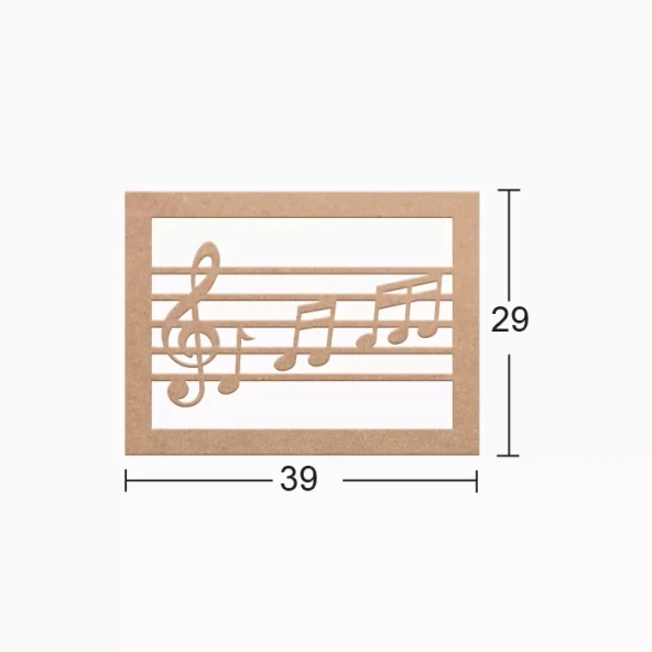 Hobi-Art DS 53 Boyanabilir Ahşap Müzik Nota  Desenli Duvar Süsü