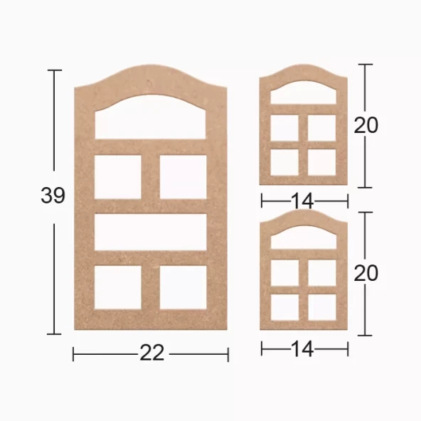 Hobi-Art DS 123 Boyanabilir Ahşap Pencere Desenli Duvar Süsü