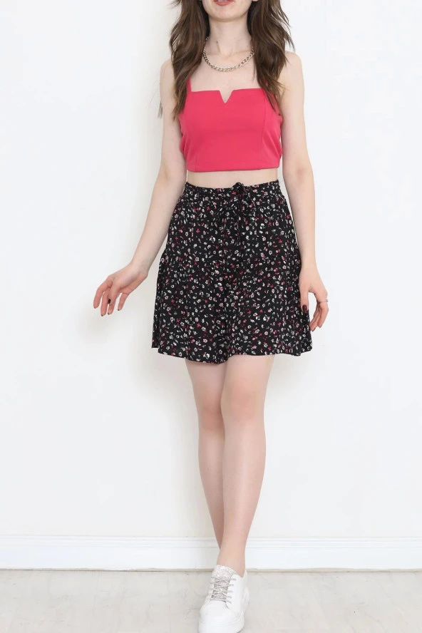 Kemerli Şortlu Etek Siyahpembe - 16701.1355. - 2