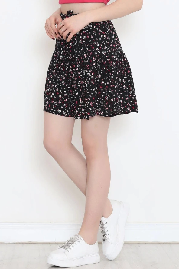 Kemerli Şortlu Etek Siyahpembe - 16701.1355. - 3