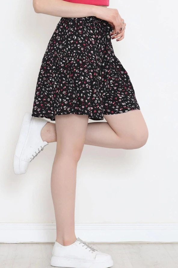 Kemerli Şortlu Etek Siyahpembe - 16701.1355. - 5