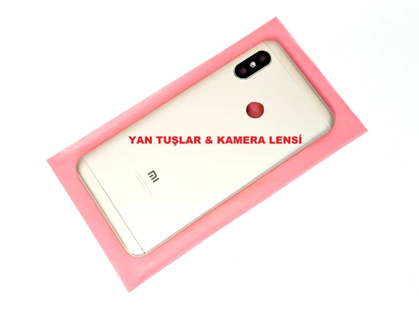 Tkgz Xiaomi Mi A2 Lite Kasa Arka Pil Batarya Kapağı (Yan Tuşlar) GOLD