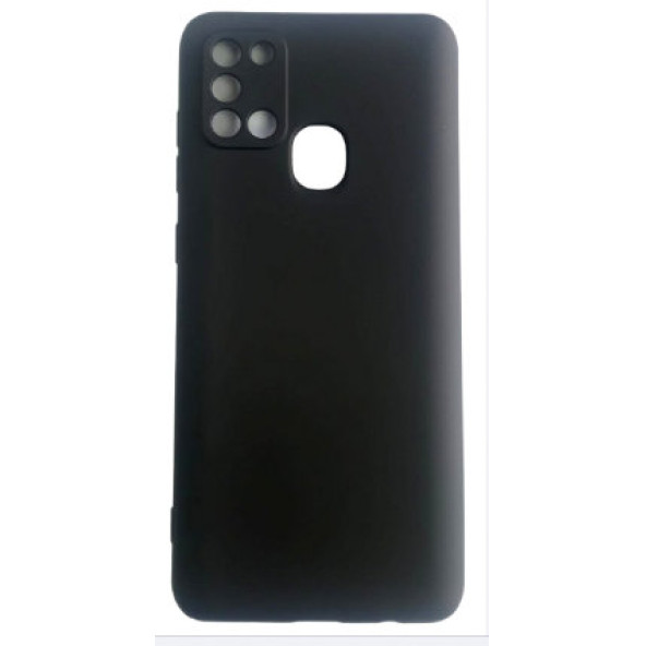 Samsung Galaxy A21S Yumusak Slikon Kilif Kadife Dokulu Mat Siyah