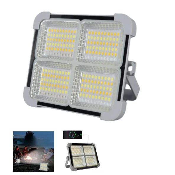 Portatif Solar LED Projektör Cata 200W Güneş Enerjili Seyyar LED Işık Taşınabilir Sokak Aydınlatması IP44 - 6