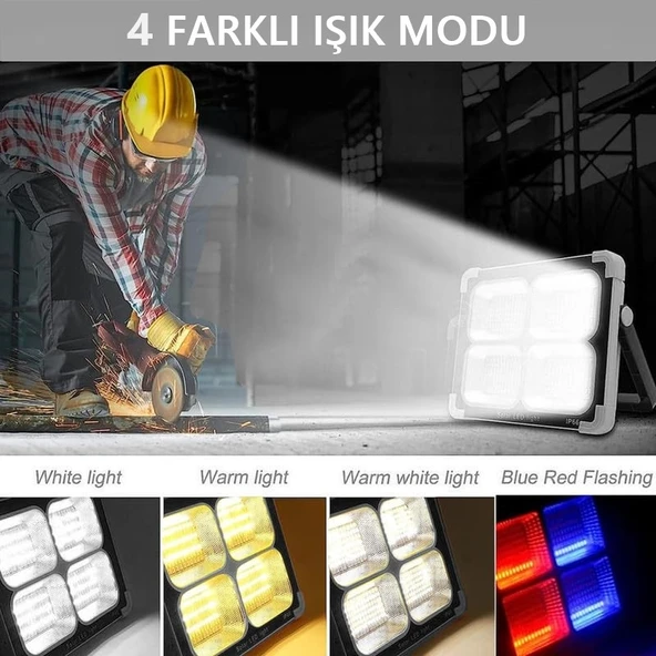 Portatif Solar LED Projektör Cata 200W Güneş Enerjili Seyyar LED Işık Taşınabilir Sokak Aydınlatması IP44 - 4