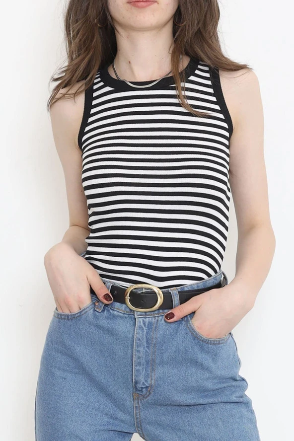 CLZ275 Bisiklet Yaka Atlet Siyahçizgili