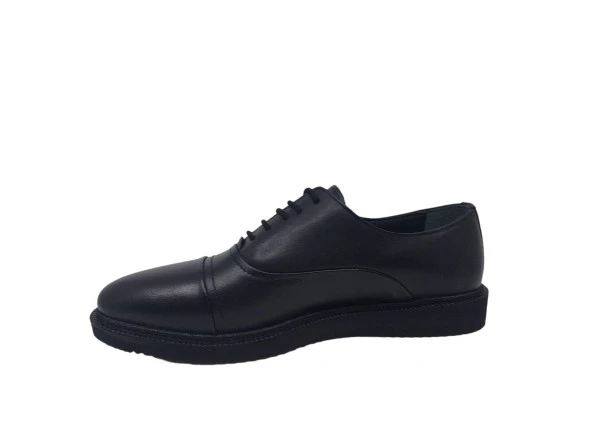 Zerhan 210 Erkek Siyah Bağcıklı Hakiki Deri Casual Ayakkabı - Resim 3