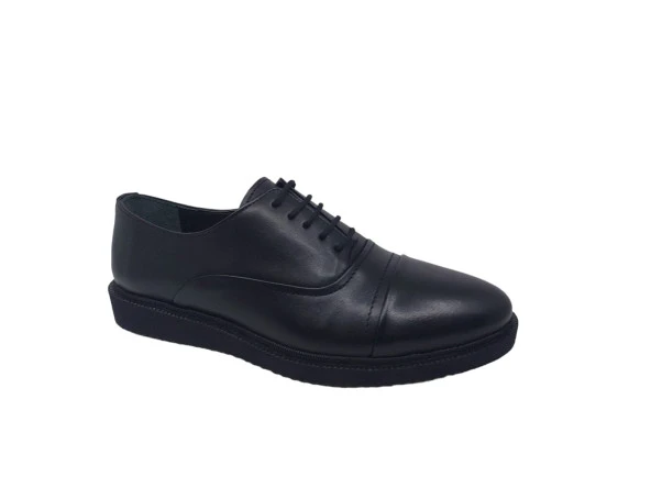 Zerhan 210 Erkek Siyah Bağcıklı Hakiki Deri Casual Ayakkabı - Resim 4