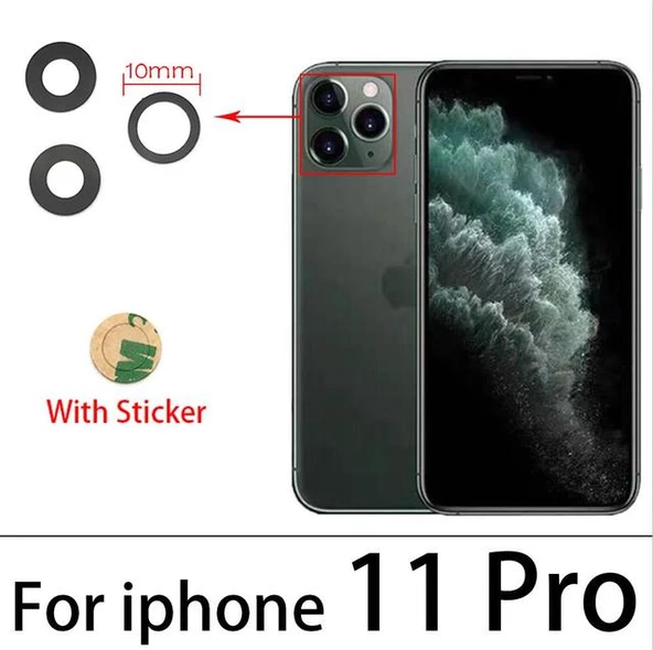 Tkgz İPhone 11 PRO Arka Kamera Camı Lens Yapışkanlı