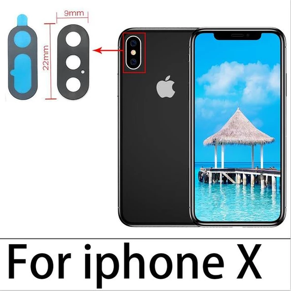 Tkgz İPhone X Arka Kamera Camı Lens Yapışkanlı ürün görseli 1
