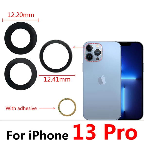 Tkgz İPhone 13 PRO 3LÜ Arka Kamera Camı Lens Yapışkanlı ürün görseli 1